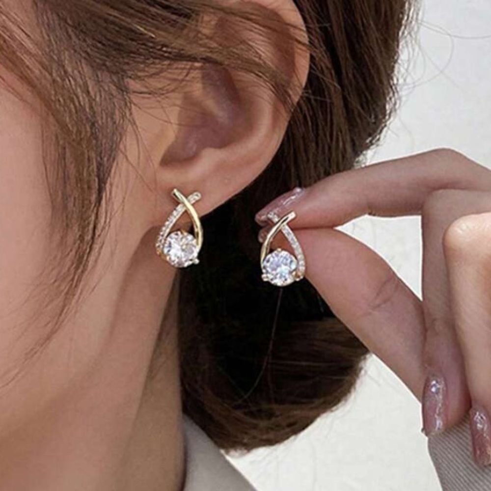 3for$20 NEW 1pair Luxury & Elegant Twist Waterdrop Cubic Zirconia Stud Earrings